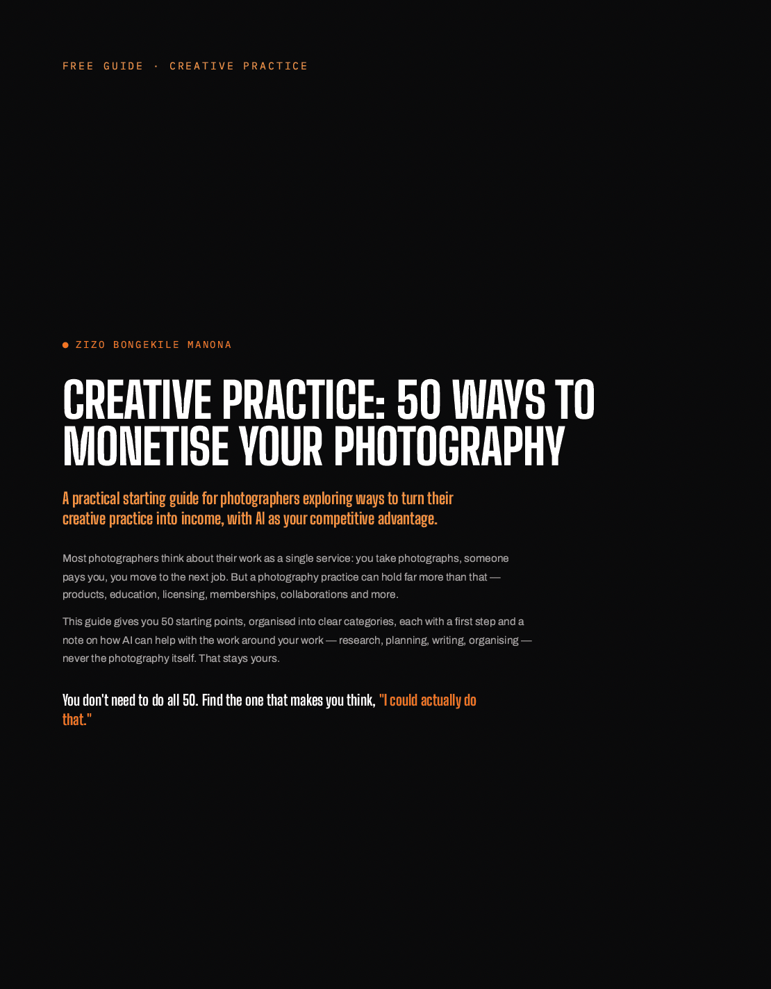 Free Guide | 50 ways to monetise your photography